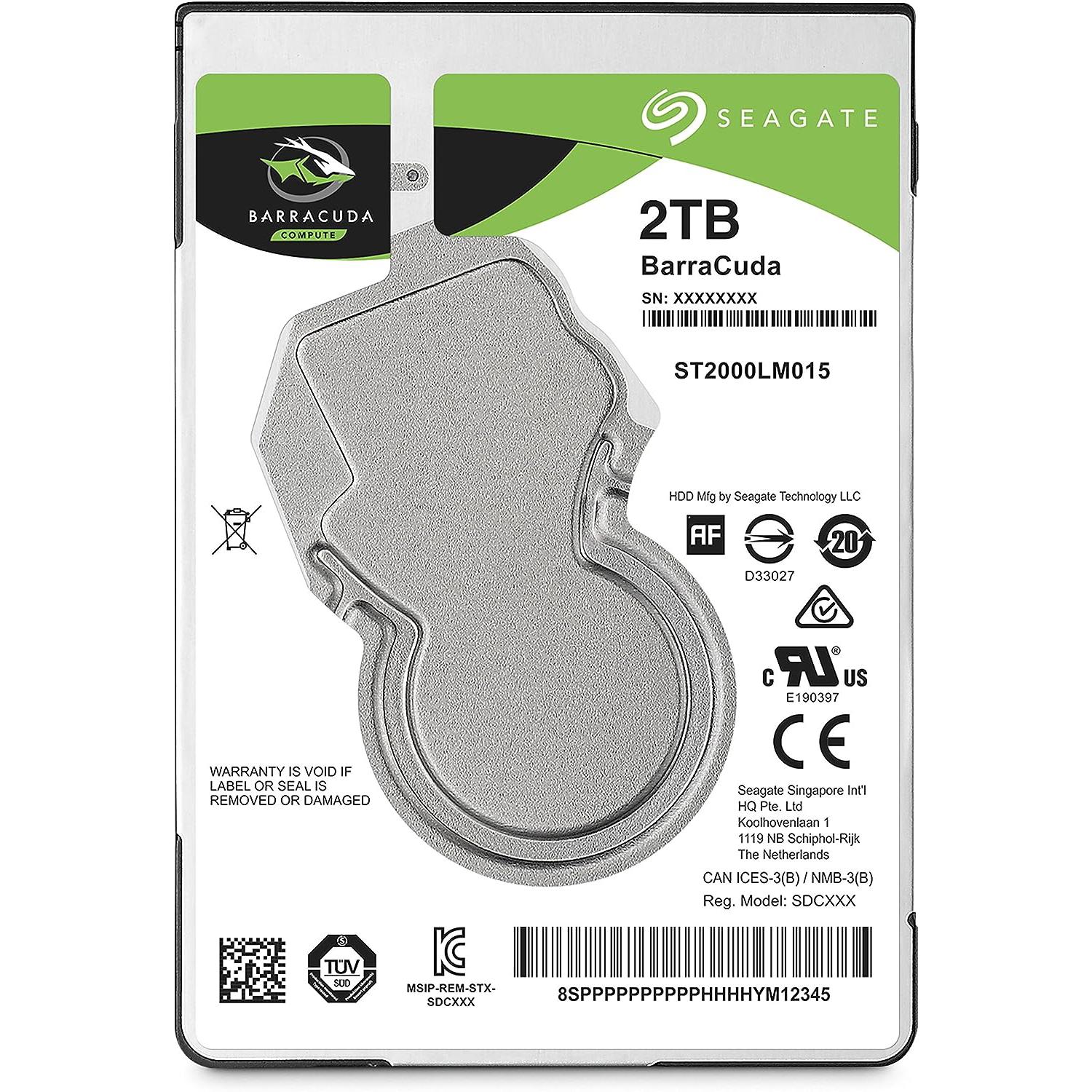A large main feature product image of Seagate BarraCuda 2.5" Notebook HDD - 2TB 128MB
