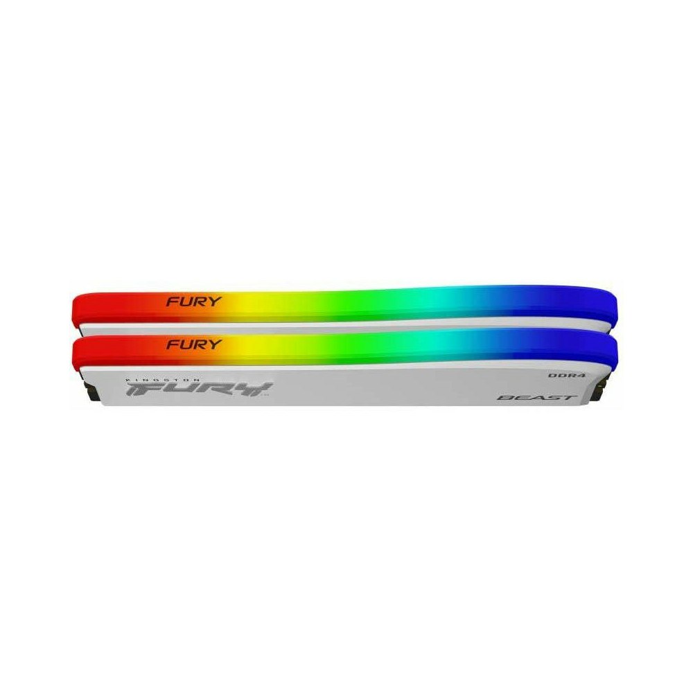 A large main feature product image of Kingston 16GB Kit (2x8GB) DDR4 Fury Beast RGB SE C16 3200MHz - White