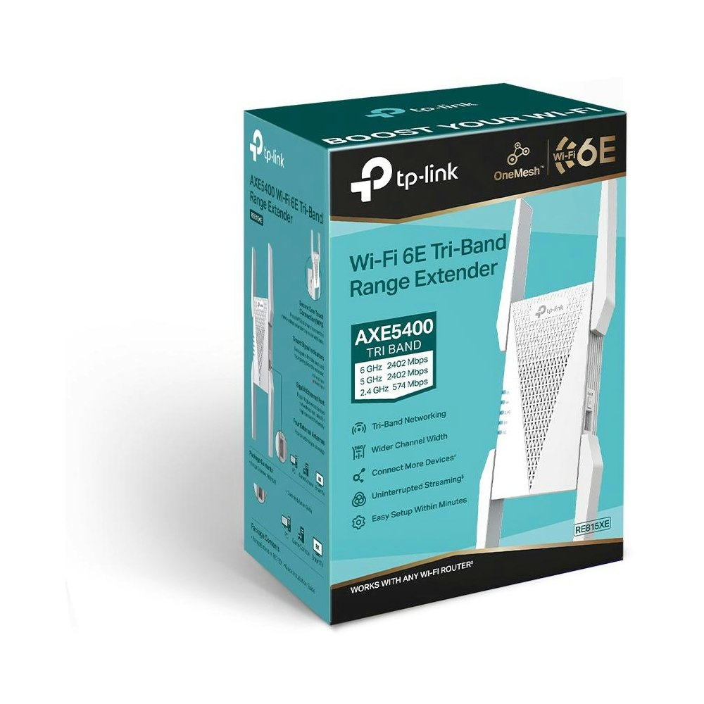 A large main feature product image of TP-Link RE815XE - AXE5400 Wi-Fi 6E Mesh Range Extender