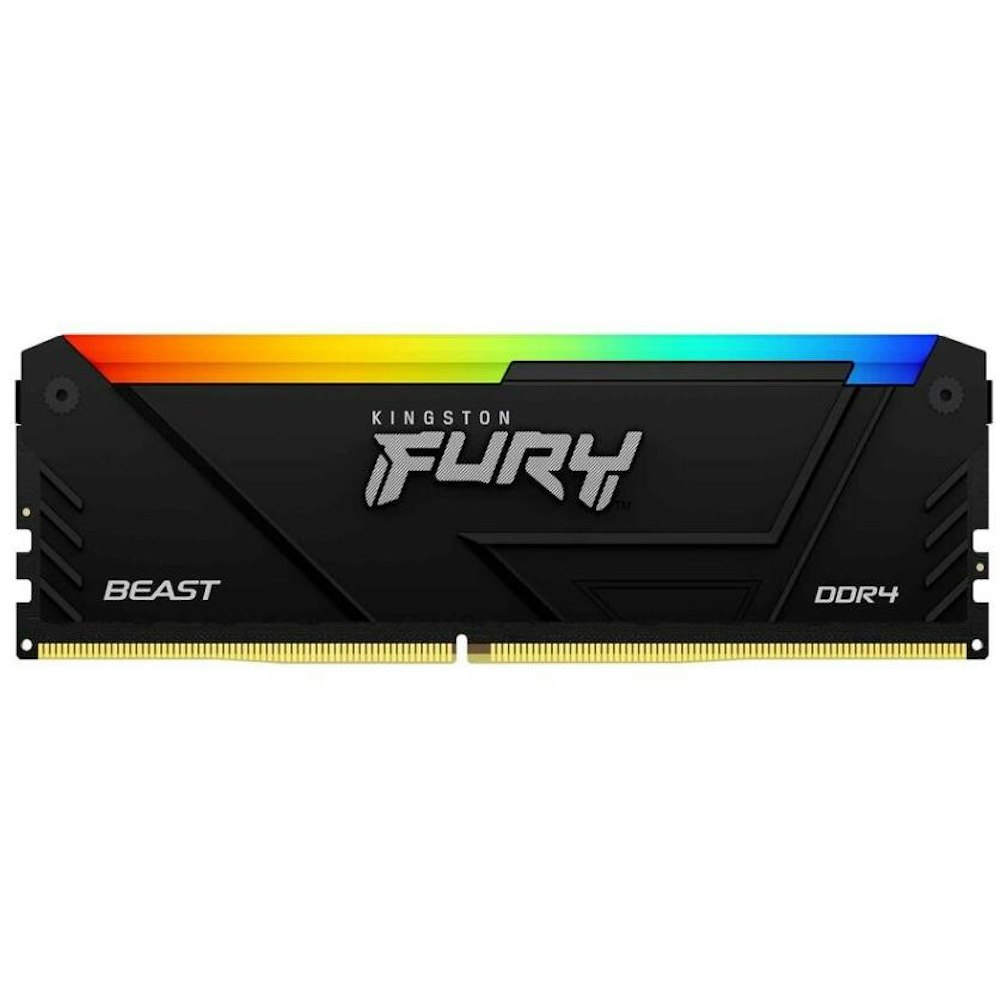 A large main feature product image of Kingston 32GB Kit (2X16GB) DDR4 Fury Beast RGB C16 2666Mhz - Black