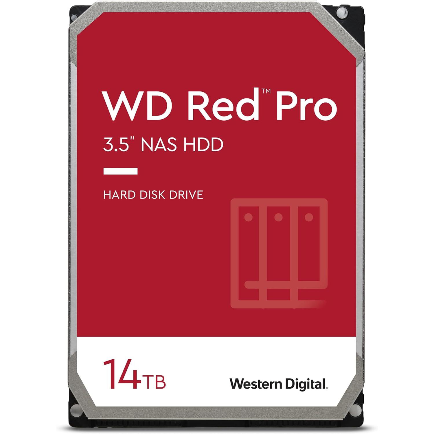 A large main feature product image of WD Red Pro 3.5" NAS HDD - 14TB 512MB