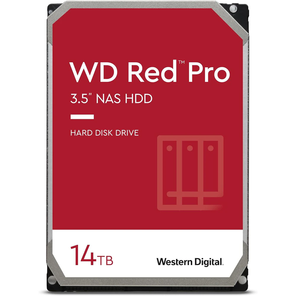 A large main feature product image of WD Red Pro 3.5" NAS HDD - 14TB 512MB