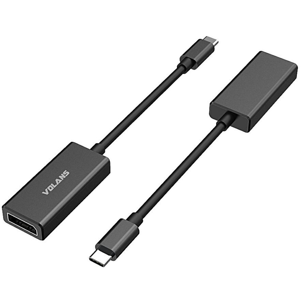 A large main feature product image of Volans UCDP-8K Aluminium USB-C to DisplayPort Adapter