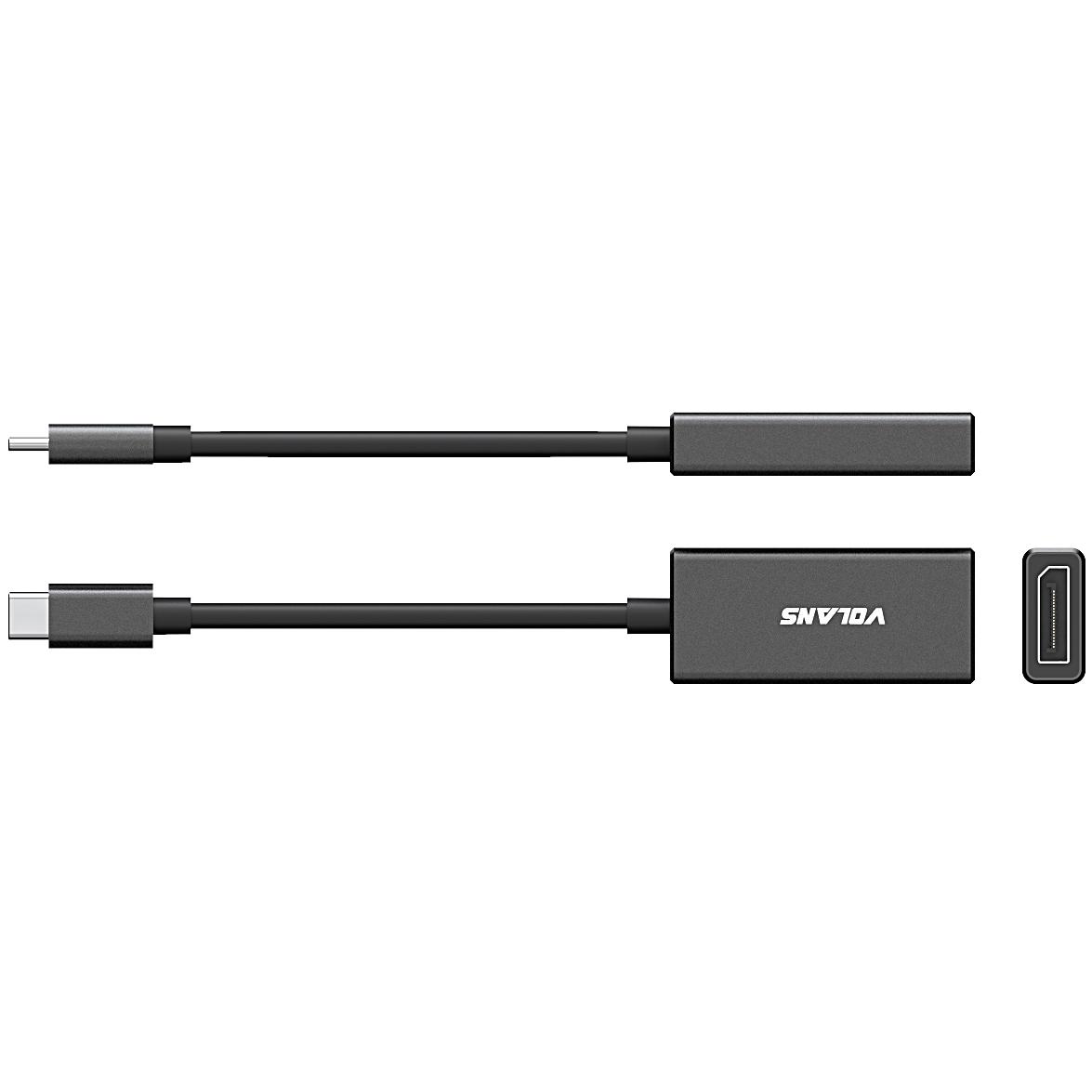 A large main feature product image of Volans UCDP-8K Aluminium USB Type-C to DisplayPort Adapter