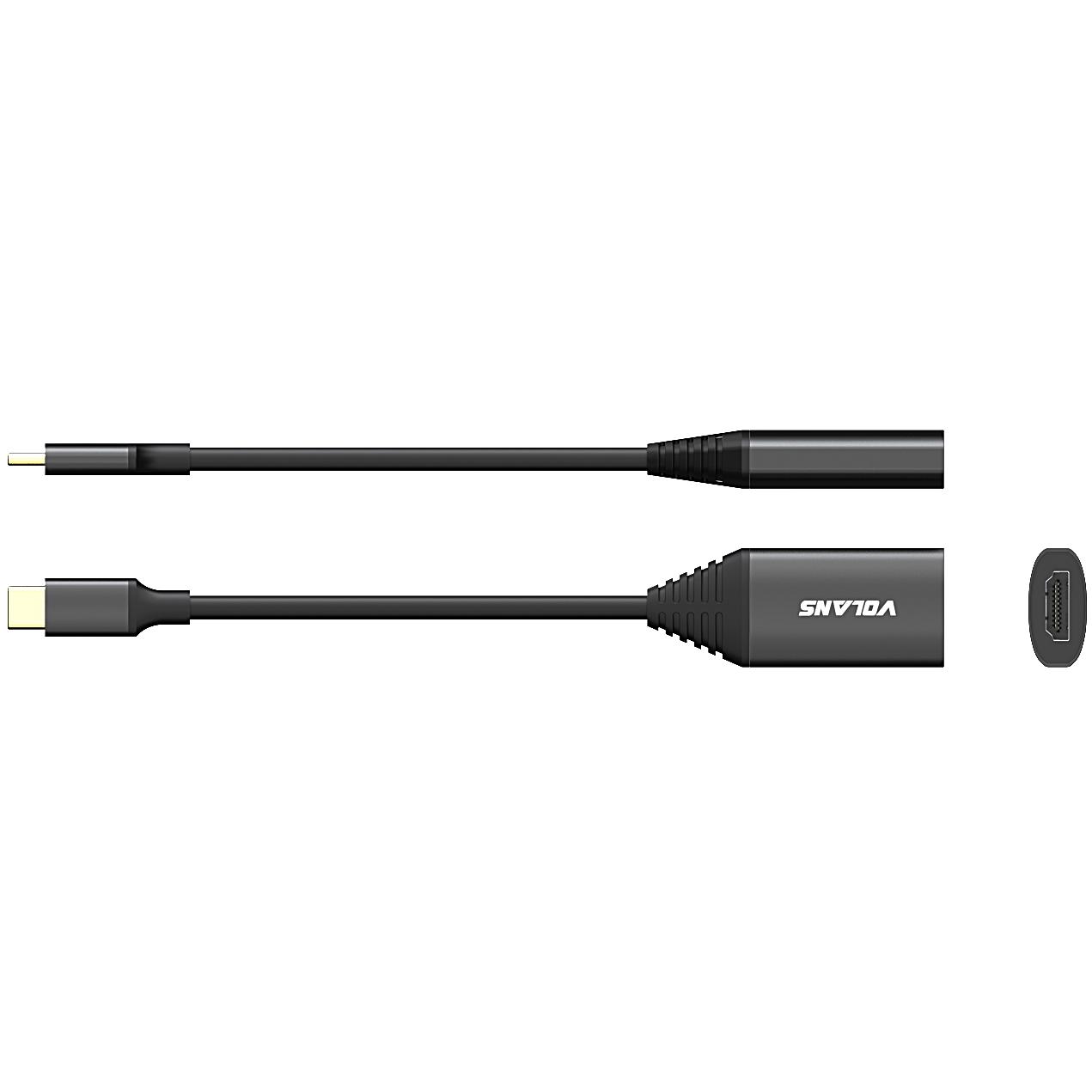 A large main feature product image of Volans Aluminium USB Type-C to HDMI Converter with 8K/60Hz & HDR10 Support