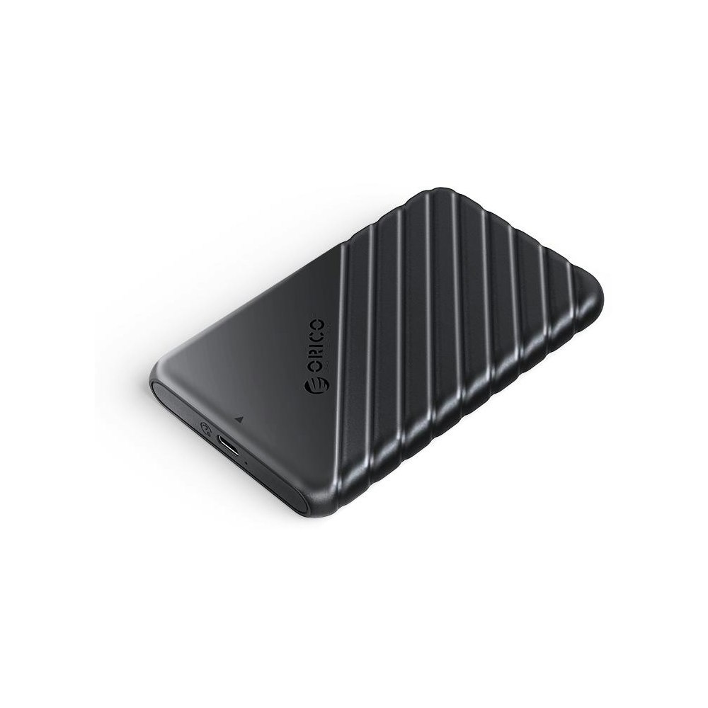 A large main feature product image of ORICO 2.5" SATA HDD/SSD Type-C Enclosure - Black