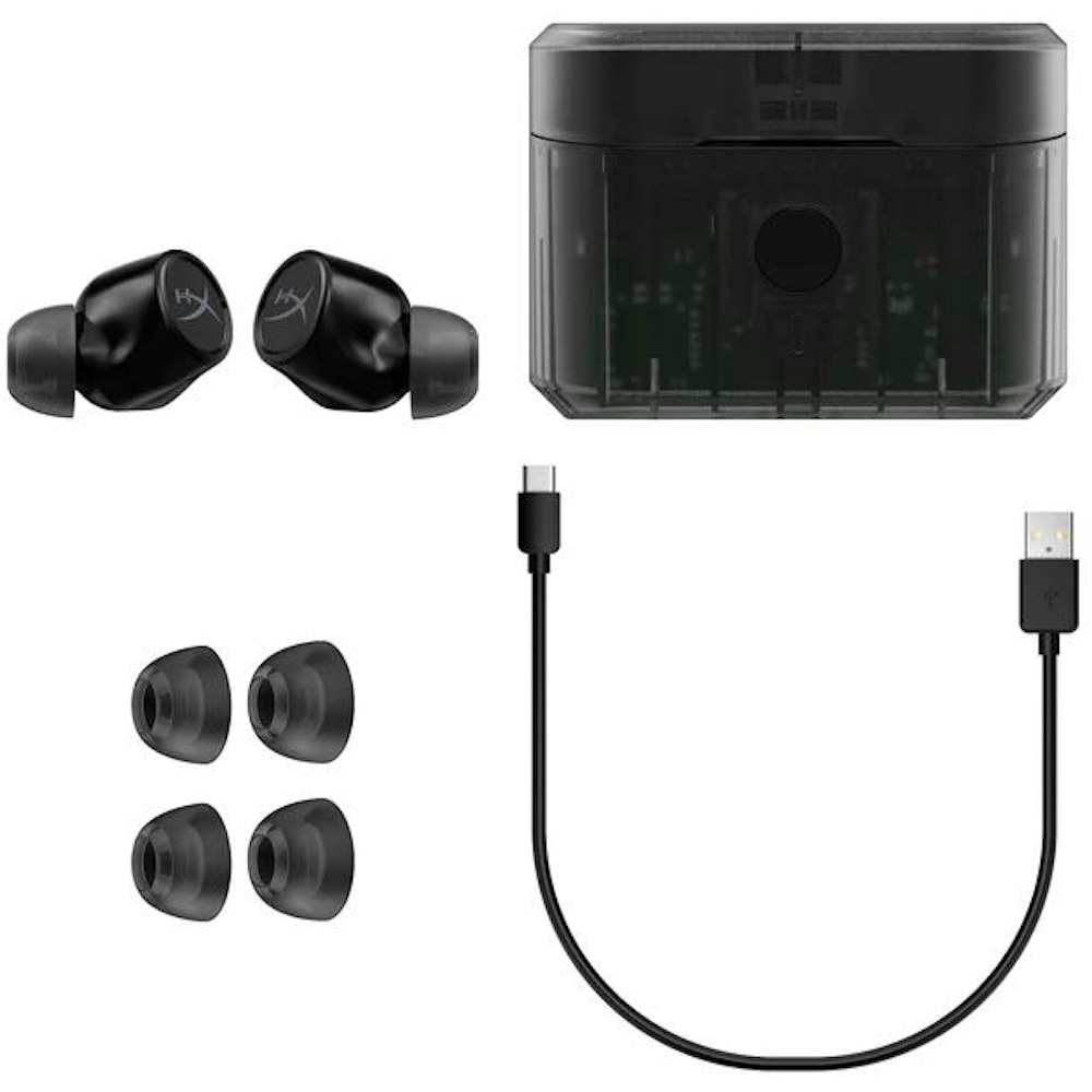 A large main feature product image of HyperX Cirro Buds Pro - True Wireless Earbuds (Black)