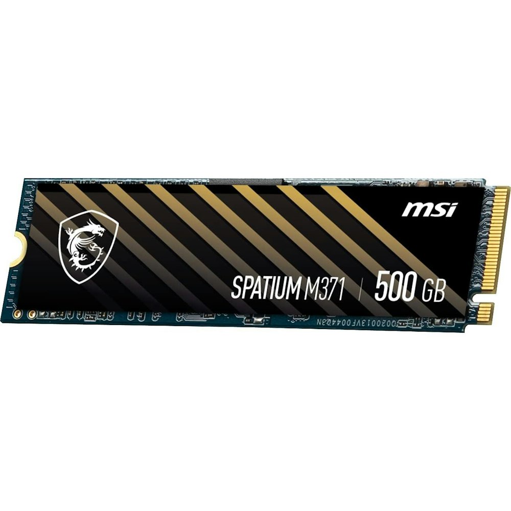 A large main feature product image of MSI Spatium M371 PCIe Gen3 NVMe M.2 SSD - 500GB