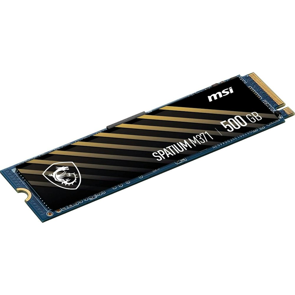A large main feature product image of MSI Spatium M371 PCIe Gen3 NVMe M.2 SSD - 500GB