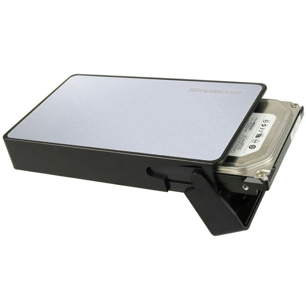A large main feature product image of Simplecom SE325 3.5" SATA HDD to USB 3.0 Hard Drive Enclosure - Silver