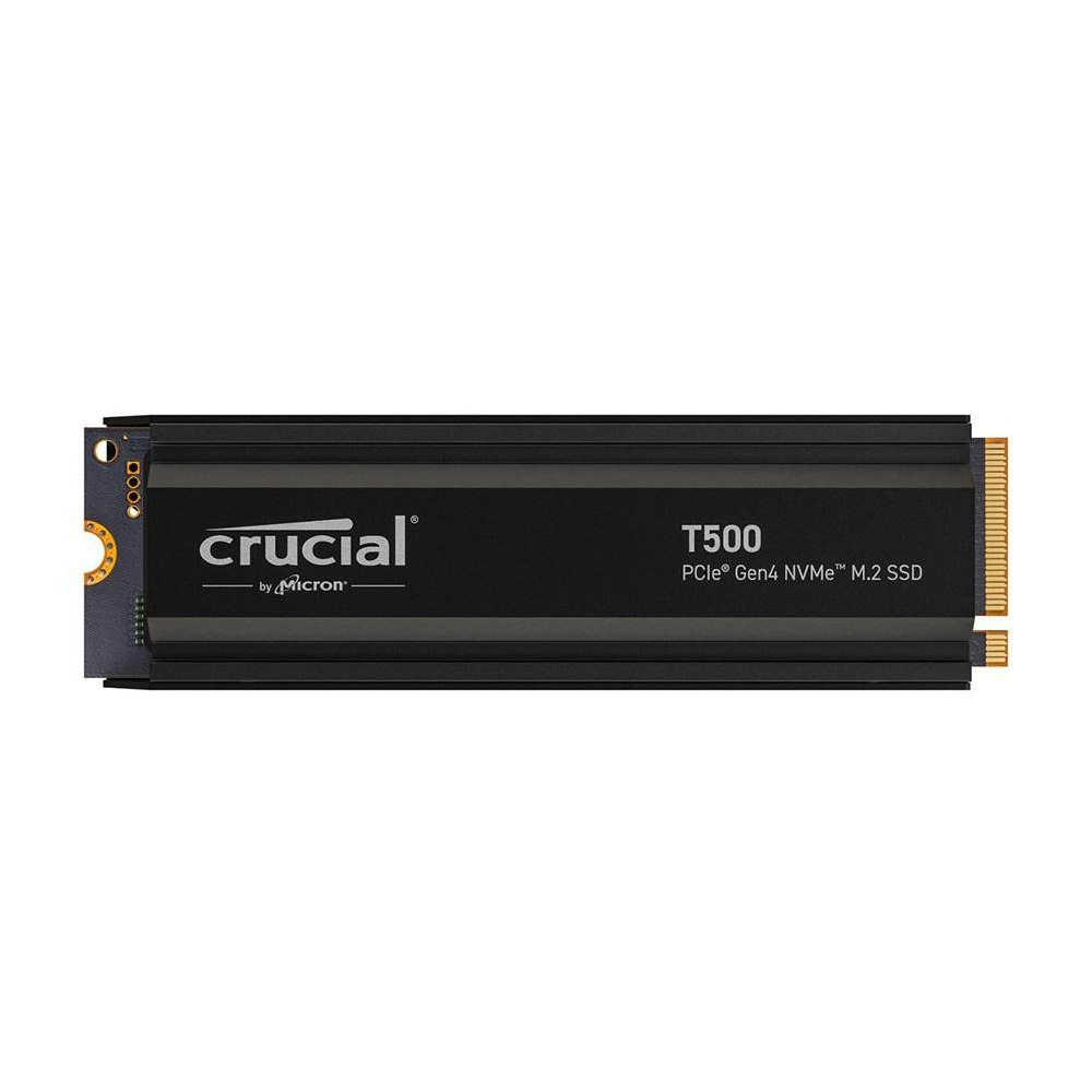 A large main feature product image of Crucial T500 w/ Heatsink PCIe Gen4 NVMe M.2 SSD - 1TB