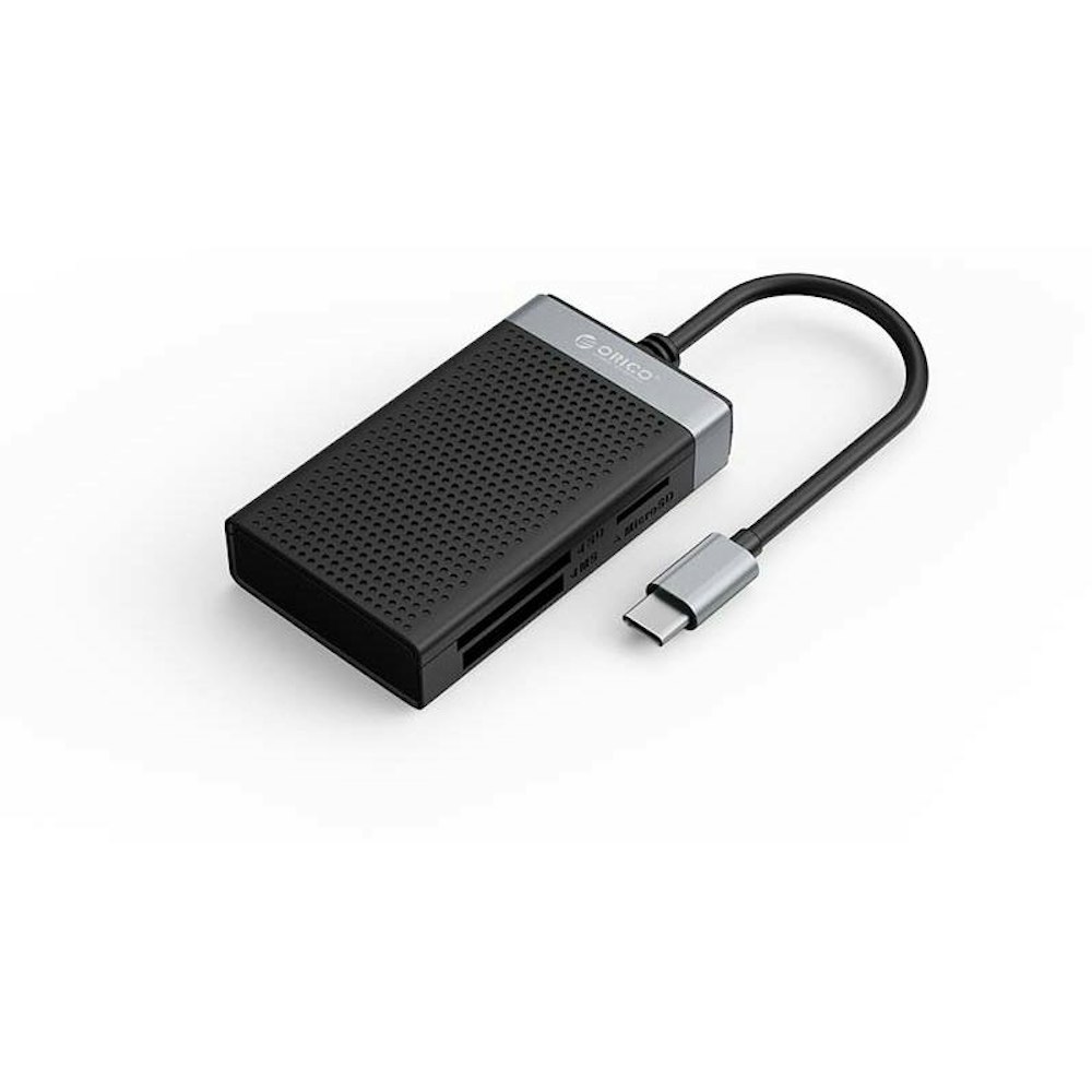 A large main feature product image of ORICO 4-in-1 USB-C Multi Card Reader