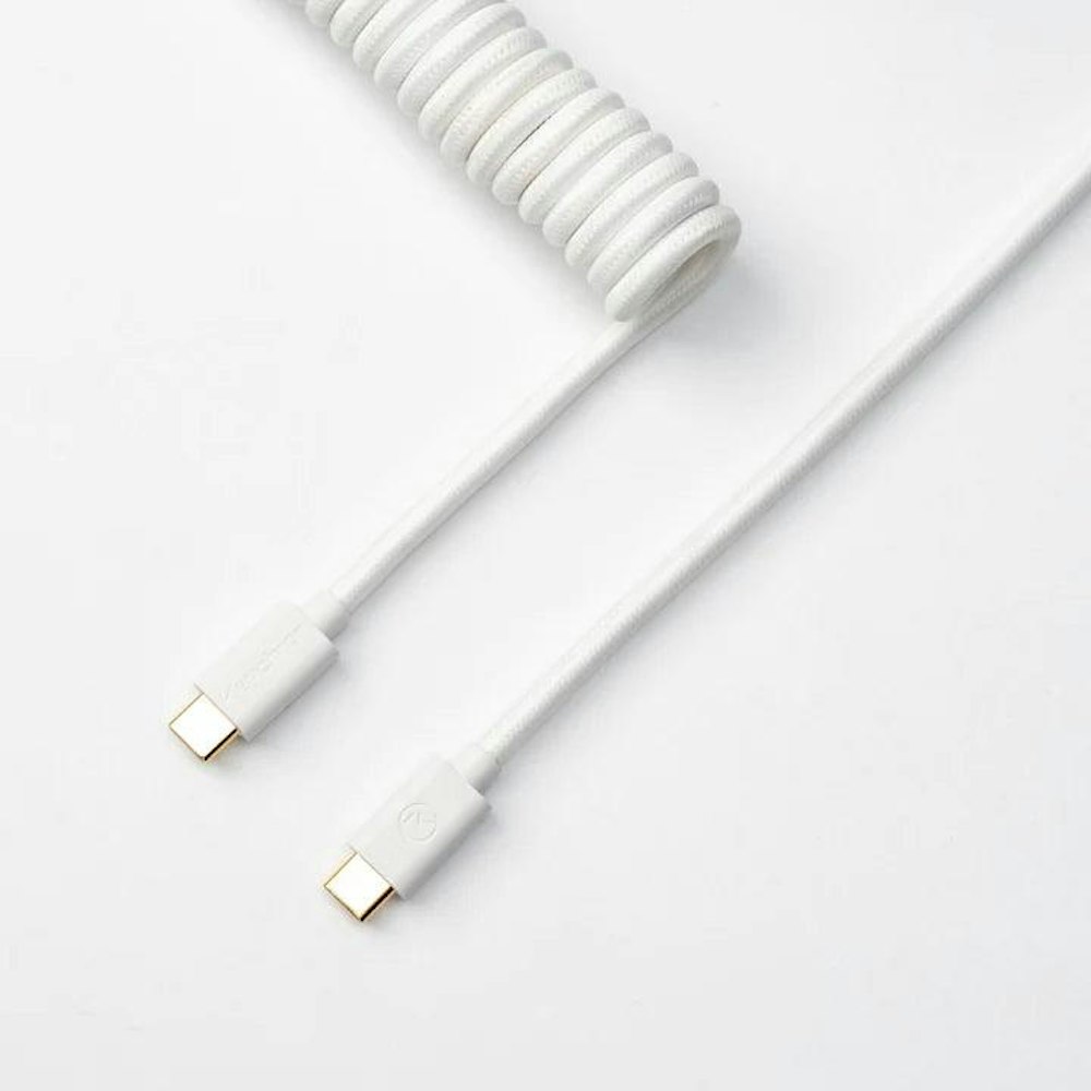 A large main feature product image of Keychron Custom Coiled Aviator Cable - White