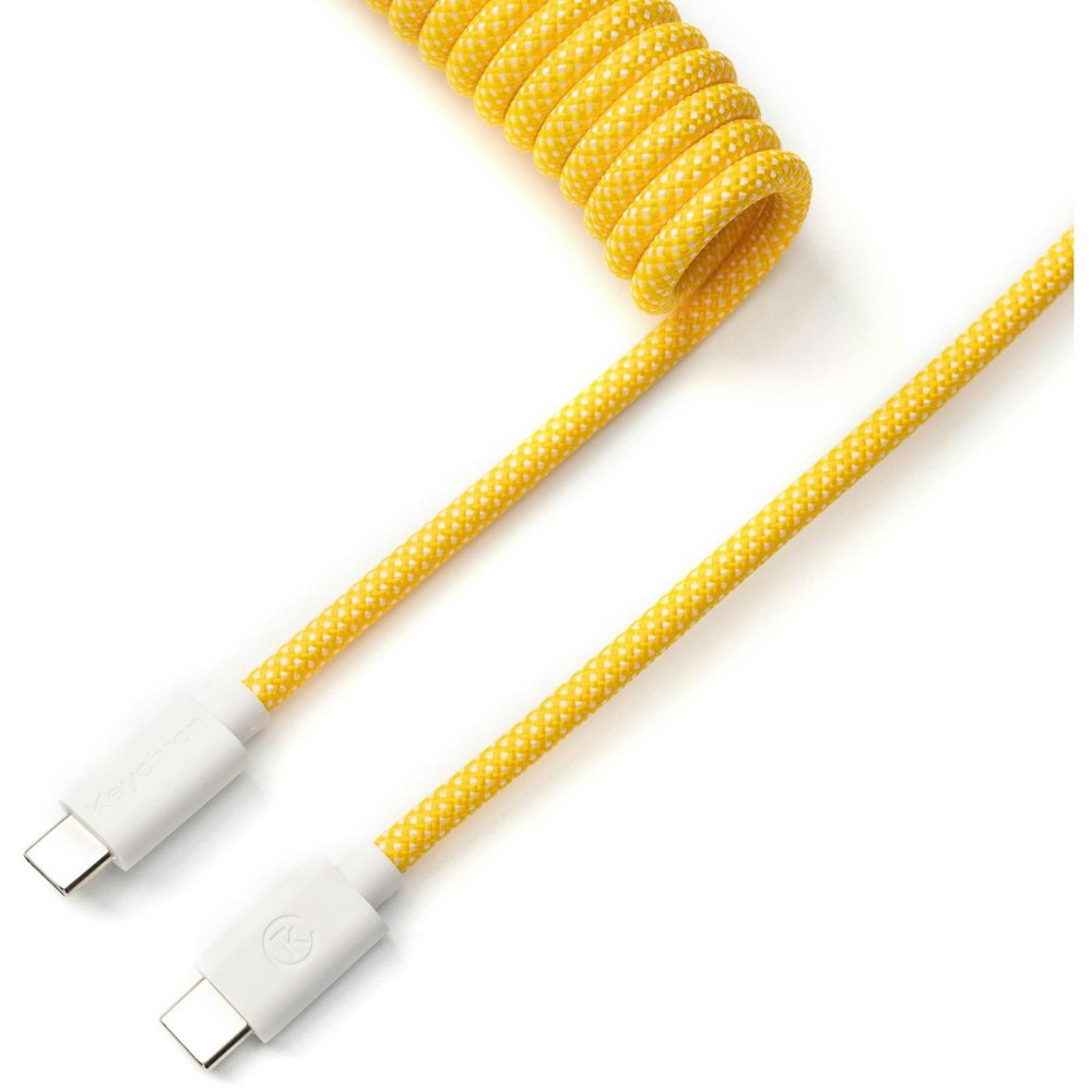 A large main feature product image of Keychron Custom Coiled Aviator Cable - Yellow