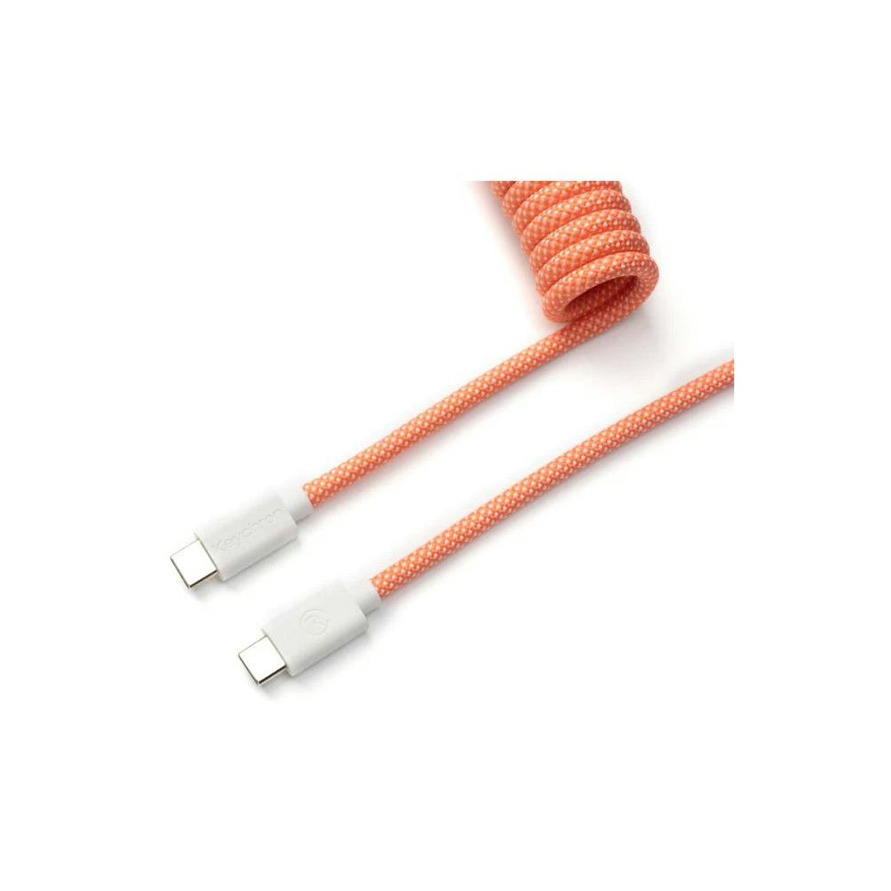A large main feature product image of Keychron Custom Coiled Aviator Cable - Pink Orange