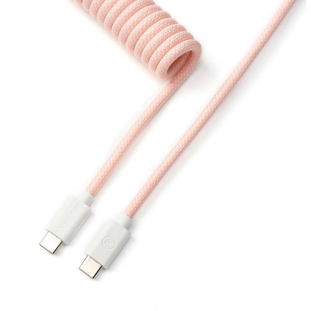 A large main feature product image of Keychron Custom Coiled Aviator Cable - Light Pink