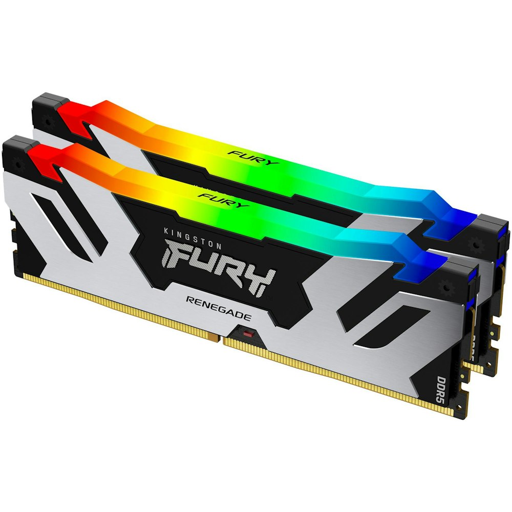 A large main feature product image of Kingston 48GB Kit (2x24GB) DDR5 Fury Renegade RGB CL38 7200Mhz - Black