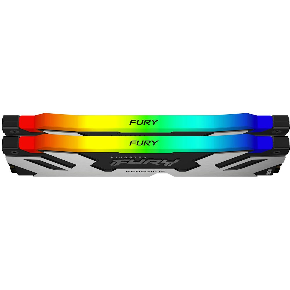 A large main feature product image of Kingston 96GB Kit (2x48GB) DDR5 Fury Renegade RGB CL32 6400Mhz - Black