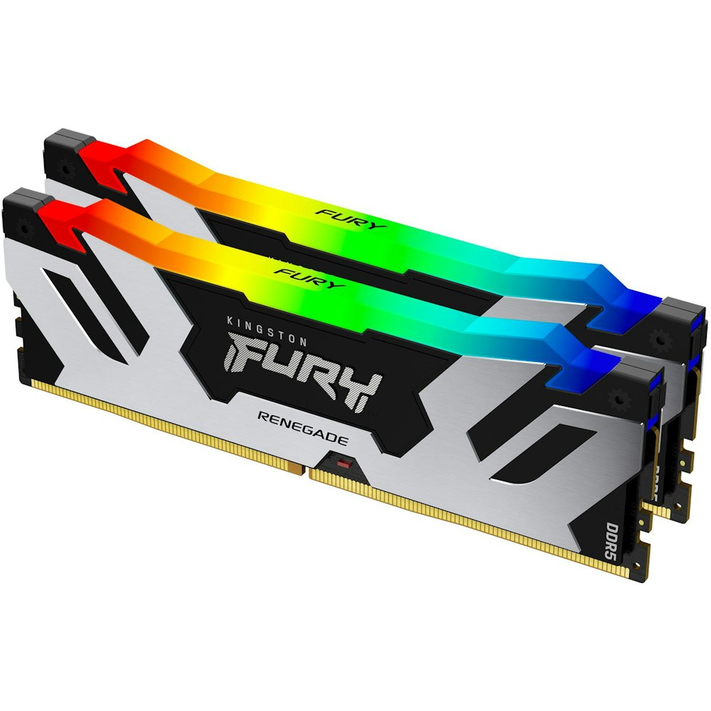 A large main feature product image of Kingston 96GB Kit (2x48GB) DDR5 Fury Renegade RGB CL32 6400Mhz - Black