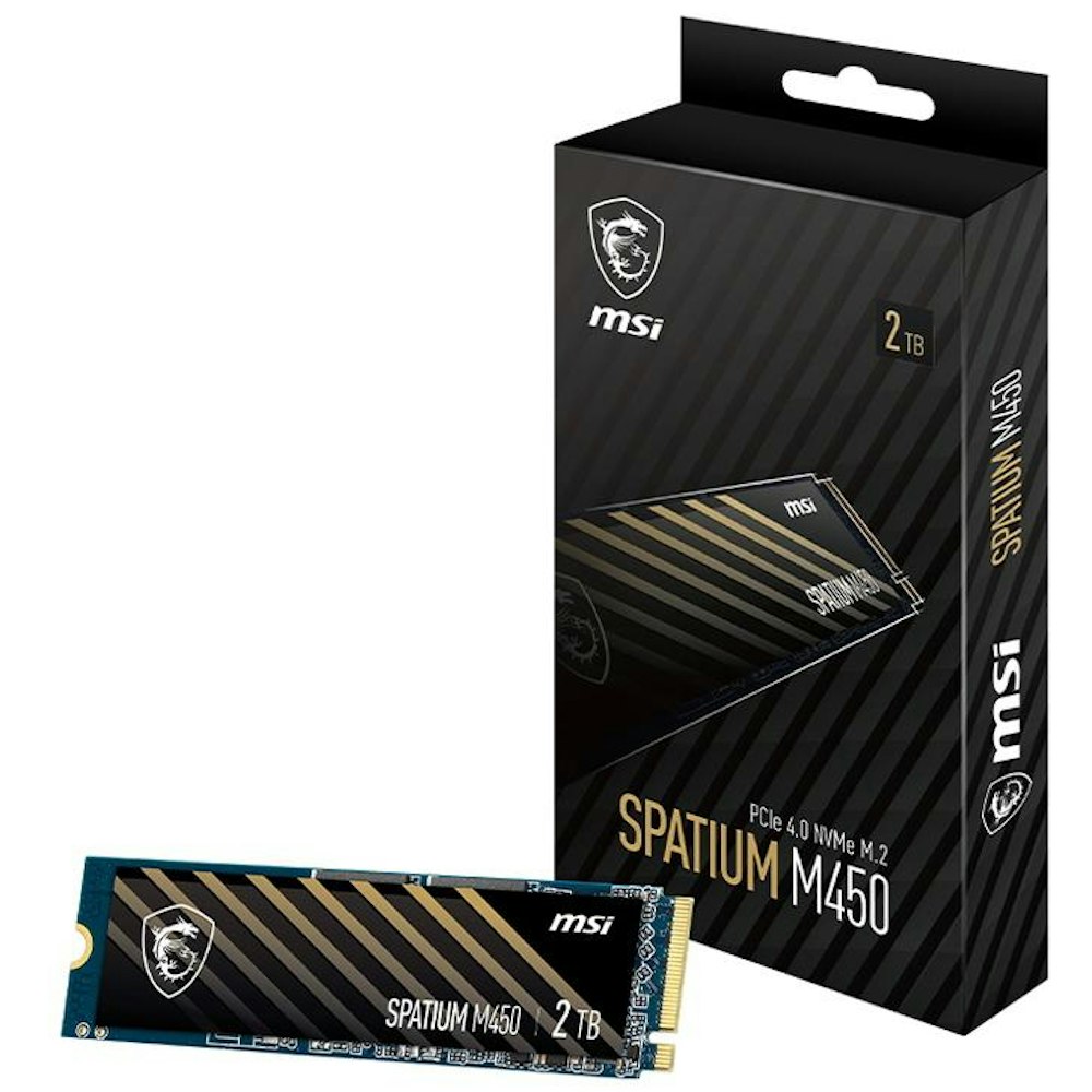 A large main feature product image of MSI Spatium M450 PCIe Gen4 NVME M.2 SSD - 2TB