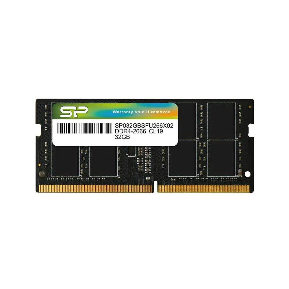 A large main feature product image of Silicon Power 32GB Single (1x32GB) DDR4 SO-DIMM C19 2666MHz