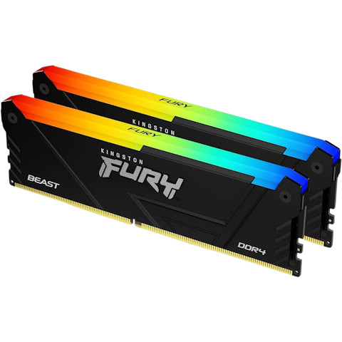 Kingston 64GB Kit (2X32GB) DDR4 Fury Beast RGB C18 3600Mhz - Black