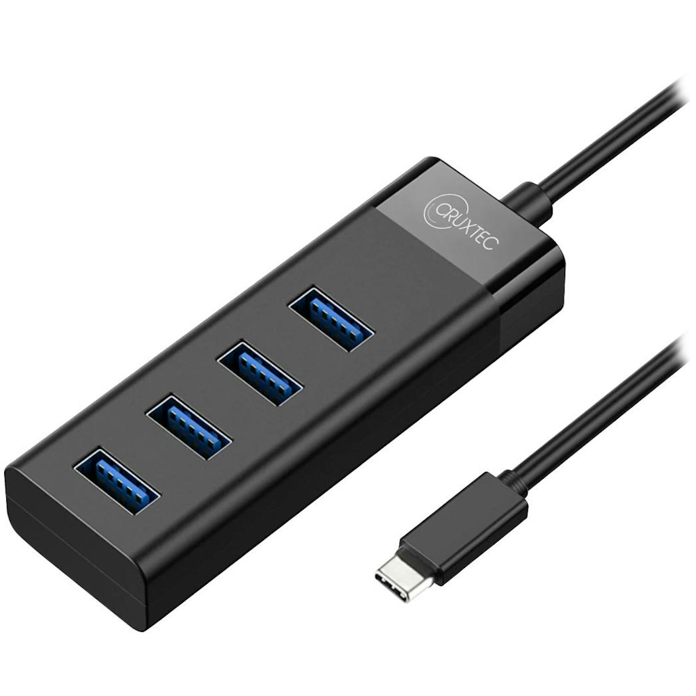 A large main feature product image of Cruxtec 4 Port High Speed USB-C Hub