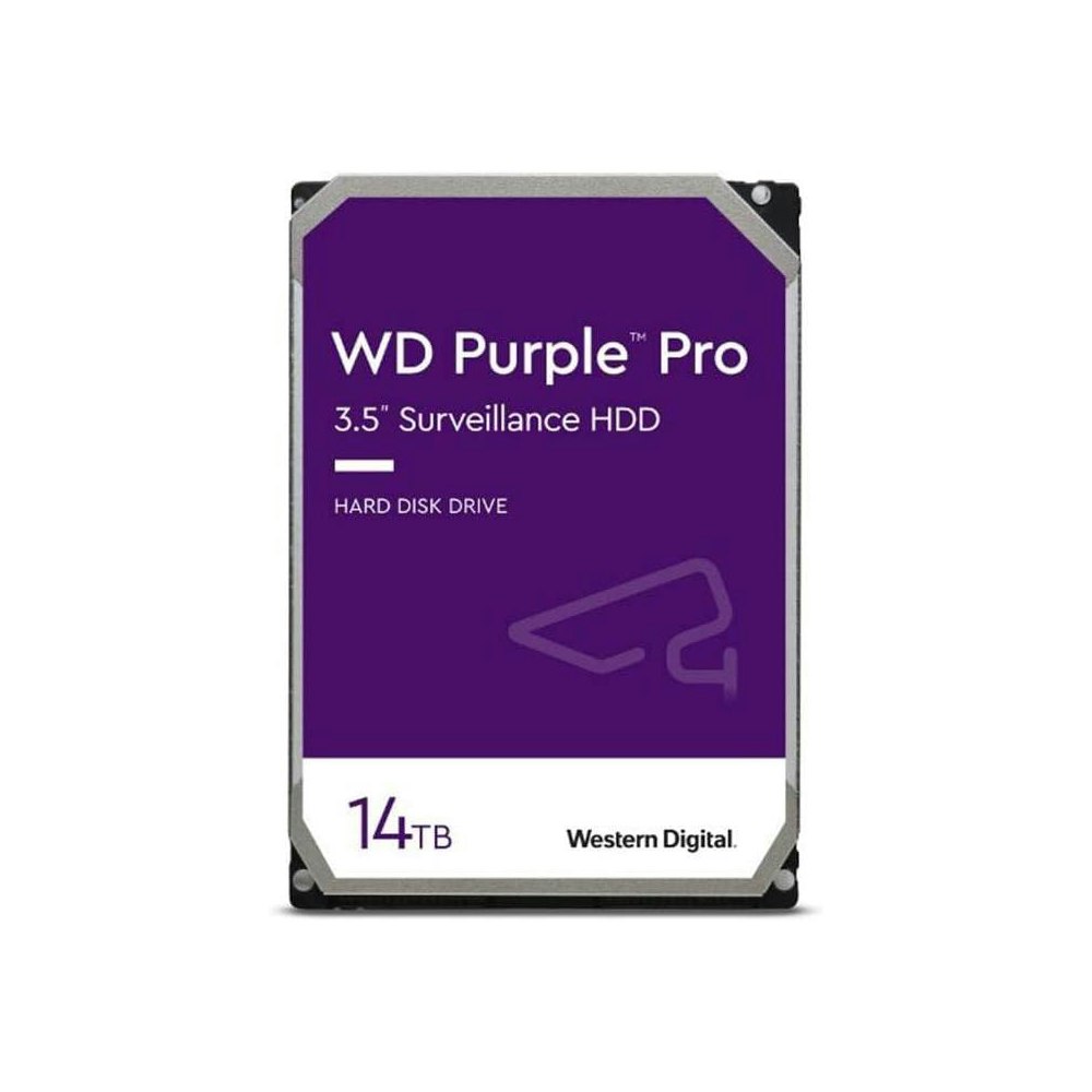 A large main feature product image of WD Purple 3.5 Surveillance HDD - 14TB 512MB
