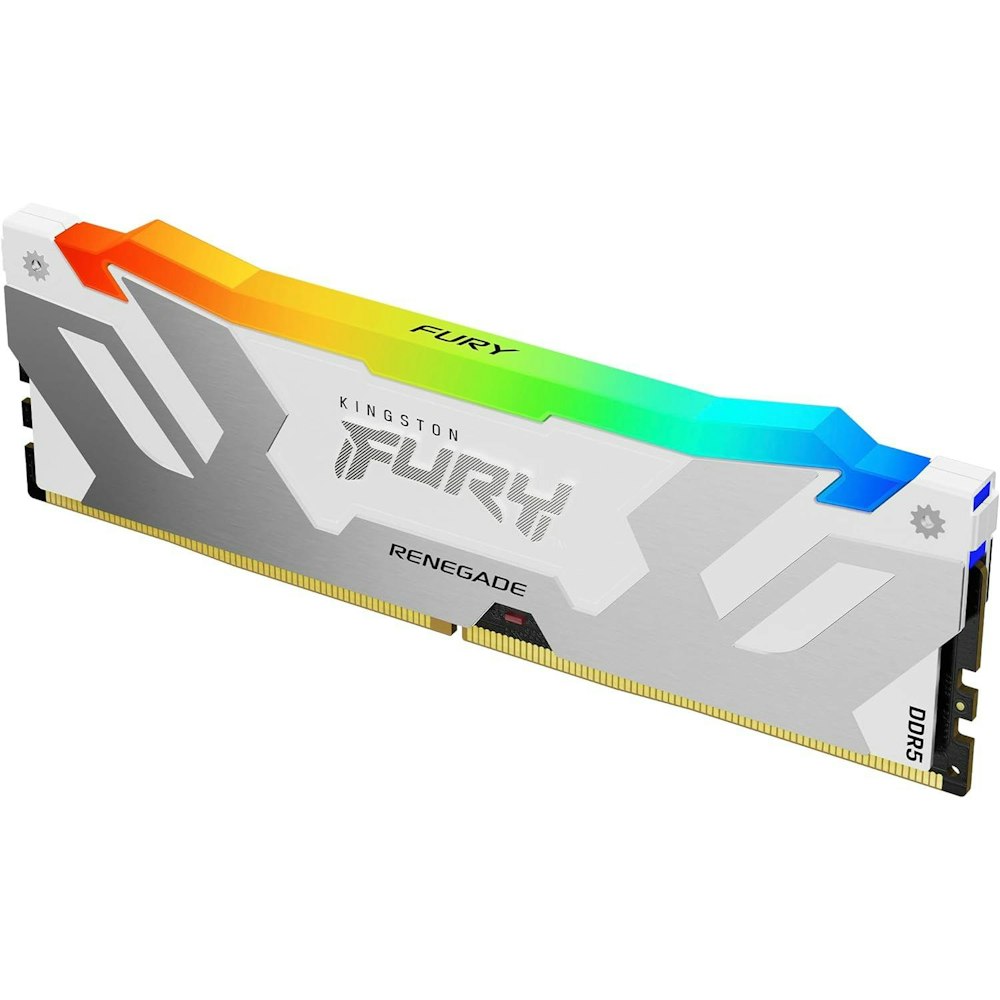 A large main feature product image of Kingston 64GB Kit (2x32GB) DDR5 Fury Renegade RGB C32 6000Mhz - White 