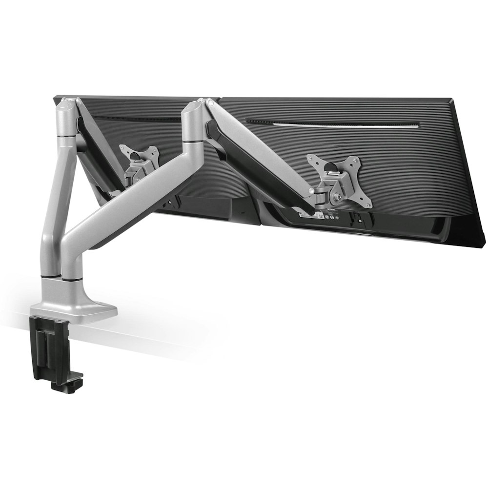 A large main feature product image of Brateck Dual Monitor Aluminum Interactive Counterbalance Monitor Arm For 13''-32'' LCD Monitors