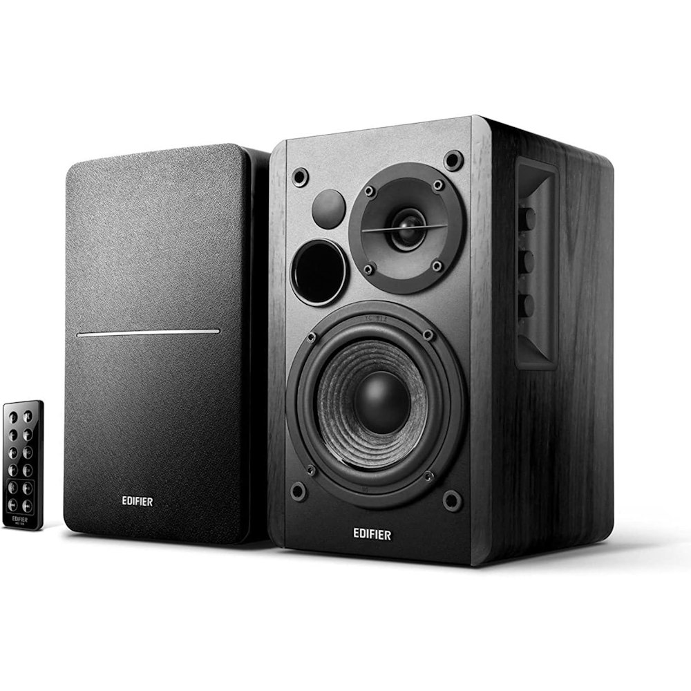 A large main feature product image of Edifier R1280DB 2.0 Lifestyle Studio Speakers w/ Bluetooth & Optical - Black