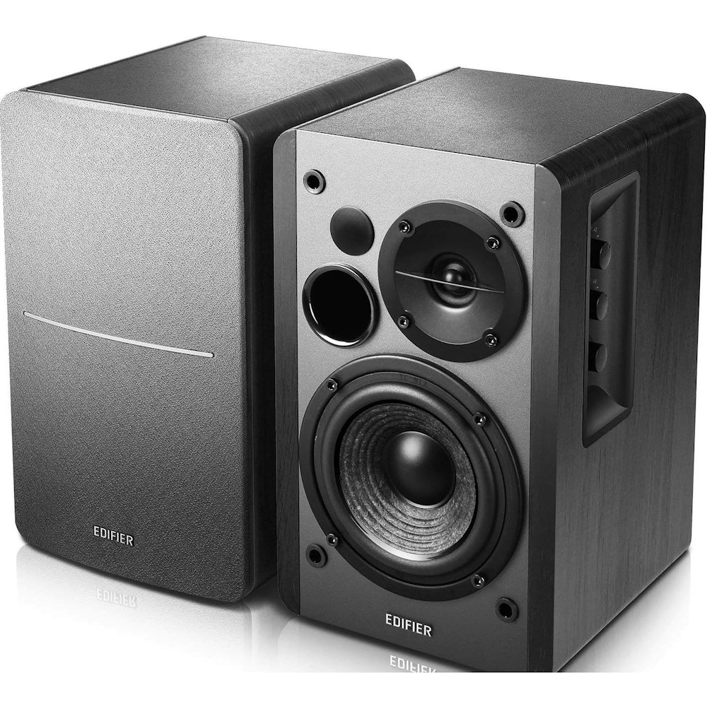 A large main feature product image of Edifier R1280DB - Stereo Lifestyle Studio Speakers w/ Bluetooth & Optical (Black)