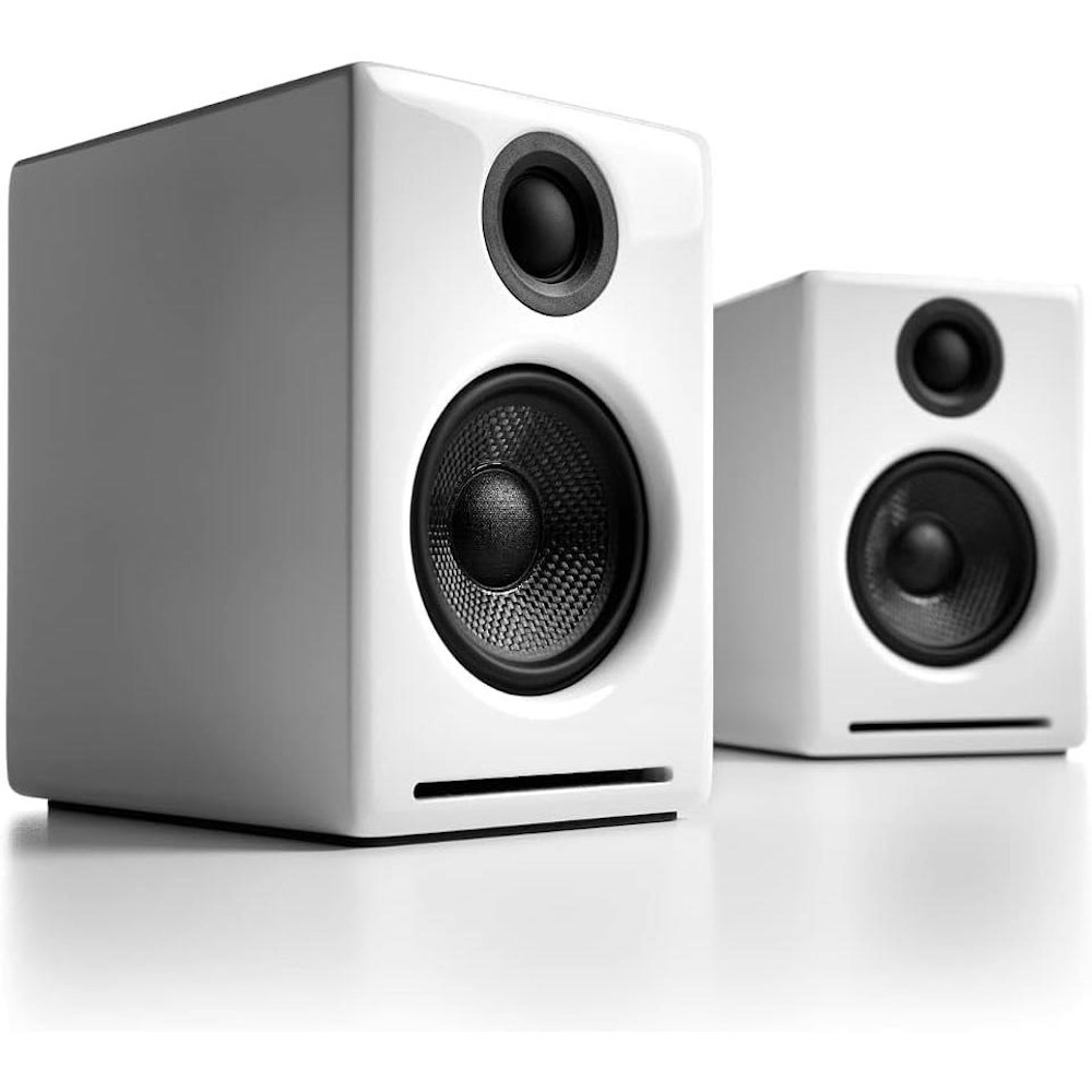 A large main feature product image of Audioengine A2+ Wireless - Desktop Speakers (Gloss White)
