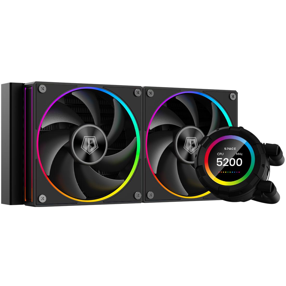 A large main feature product image of ID-COOLING SL240 Space LCD 240mm ARGB AIO Liquid CPU Cooler (Black)