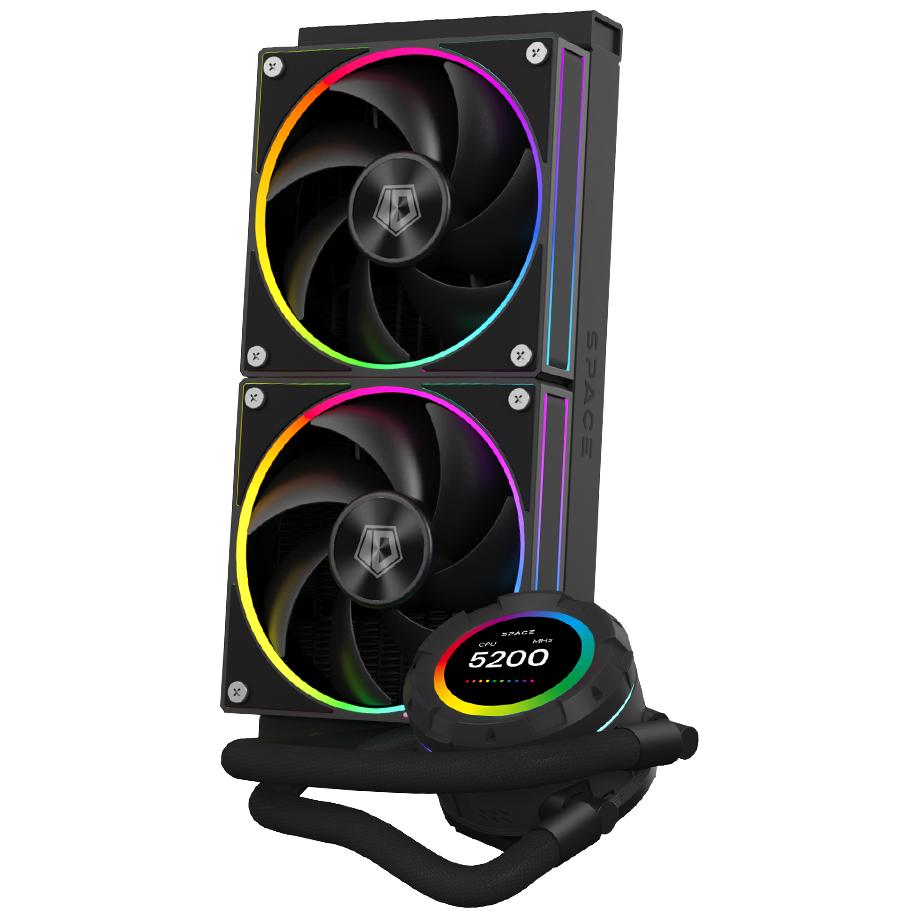 A large main feature product image of ID-COOLING SL240 Space LCD 240mm ARGB AIO Liquid CPU Cooler (Black)
