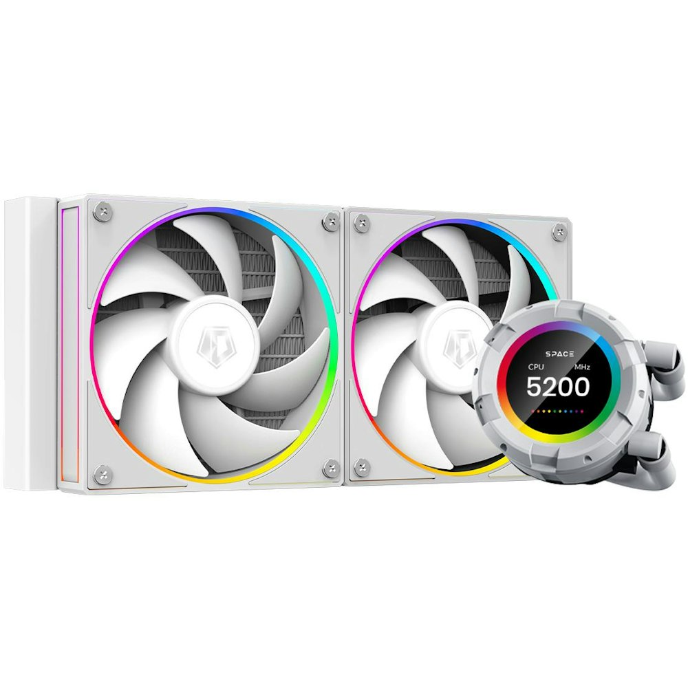 A large main feature product image of ID-COOLING SL240 Space LCD 240mm ARGB AIO Liquid CPU Cooler (White)