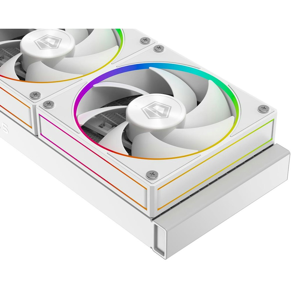 A large main feature product image of ID-COOLING Space LCD 240mm AIO CPU Liquid Cooler - White