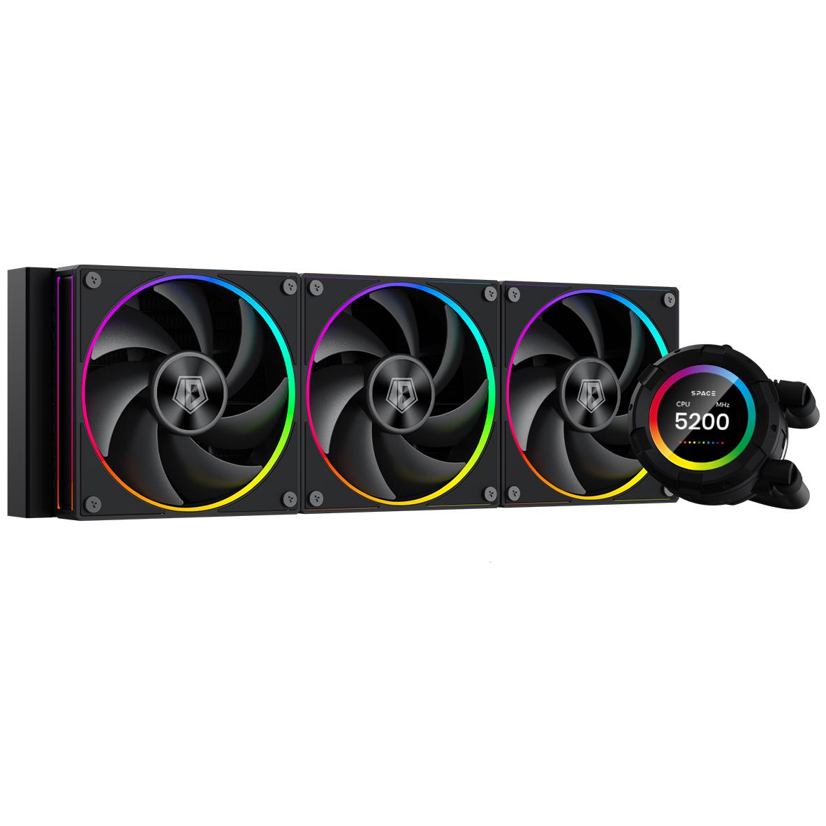 A large main feature product image of ID-COOLING SL360 Space LCD 360mm ARGB AIO Liquid CPU Cooler (Black)