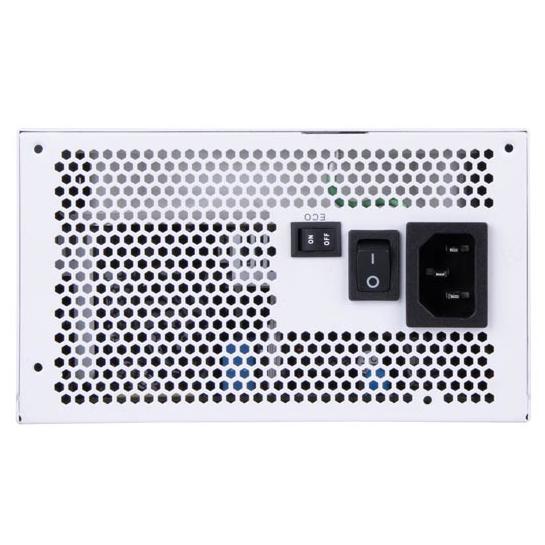 A large main feature product image of SilverStone Decathlon R 750W Gold PCIe 5.0 ATX Modular PSU (White)