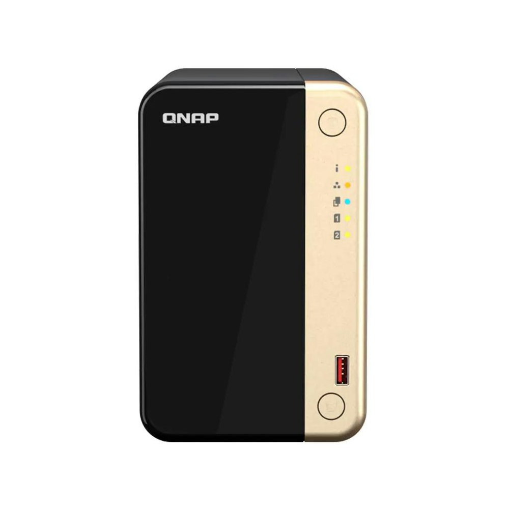 A large main feature product image of QNAP TS-264-8G 2-Bay NAS (2.9GHz Celeron 4-Core, 8GB RAM, Dual 2.5GbE)
