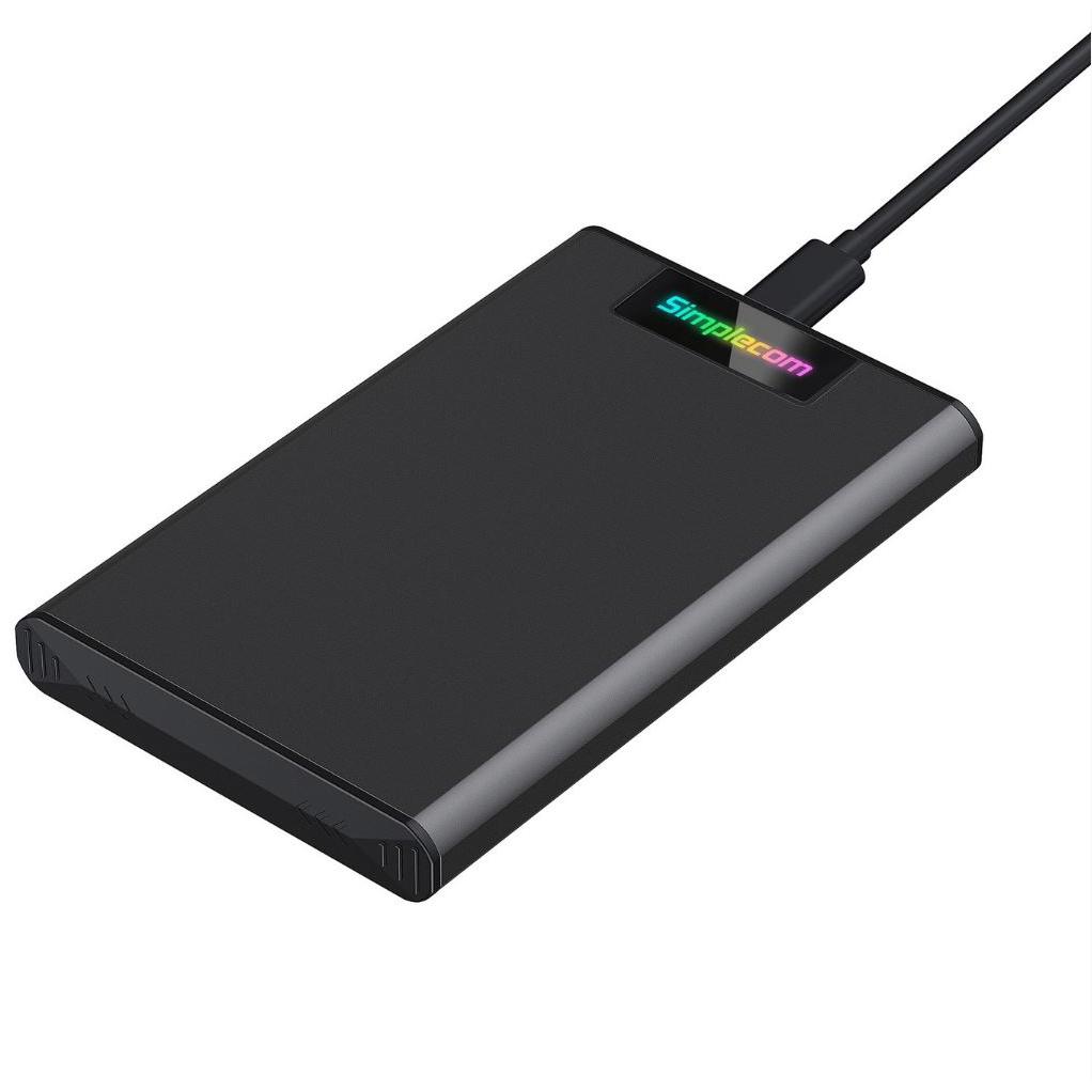 A large main feature product image of Simplecom SE239 Tool-free 2.5" SATA HDD SSD to USB Type-C Enclosure with RGB Lights USB 3.2 Gen 2