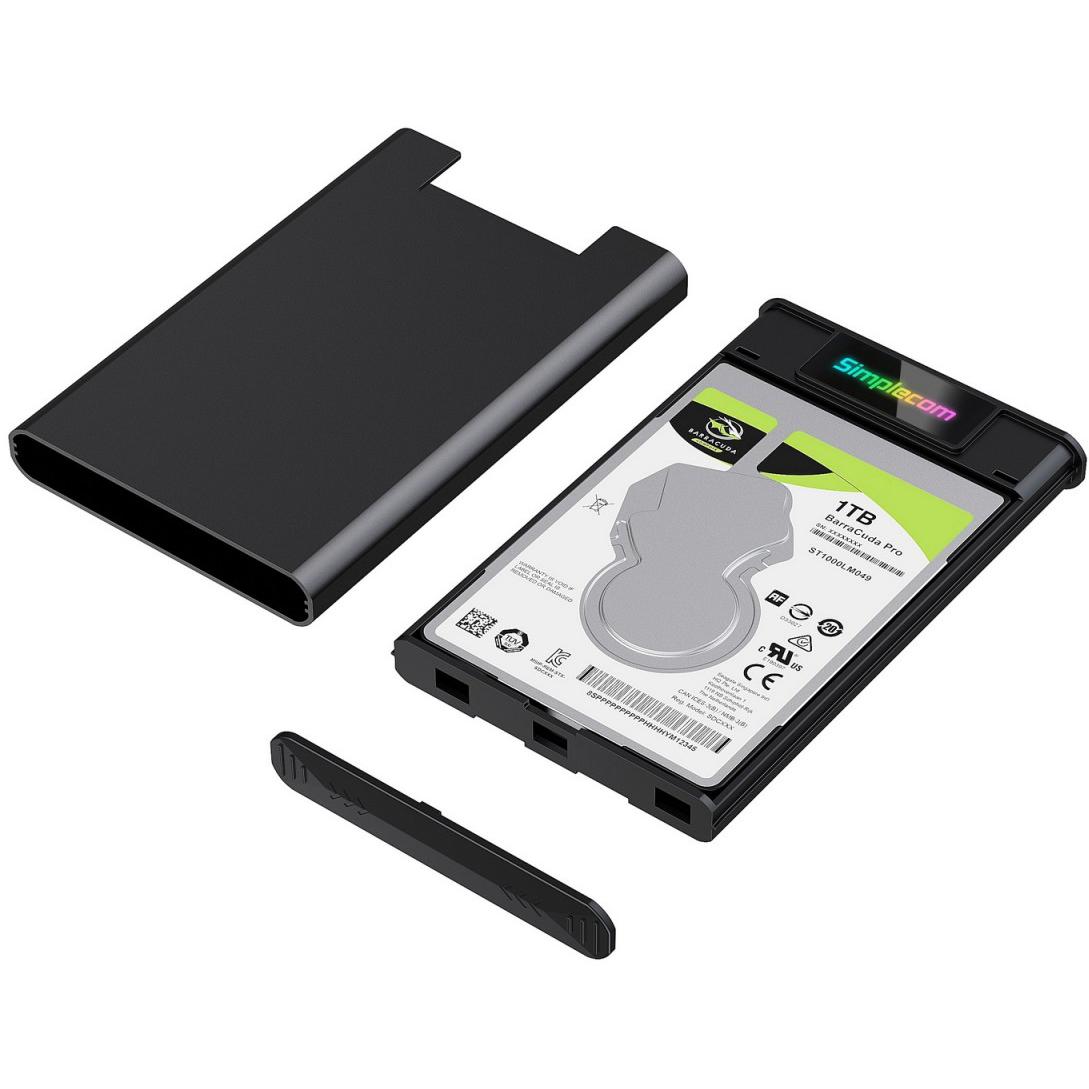 A large main feature product image of Simplecom SE239 Tool-free 2.5" SATA HDD SSD to USB Type-C Enclosure with RGB Lights USB 3.2 Gen 2