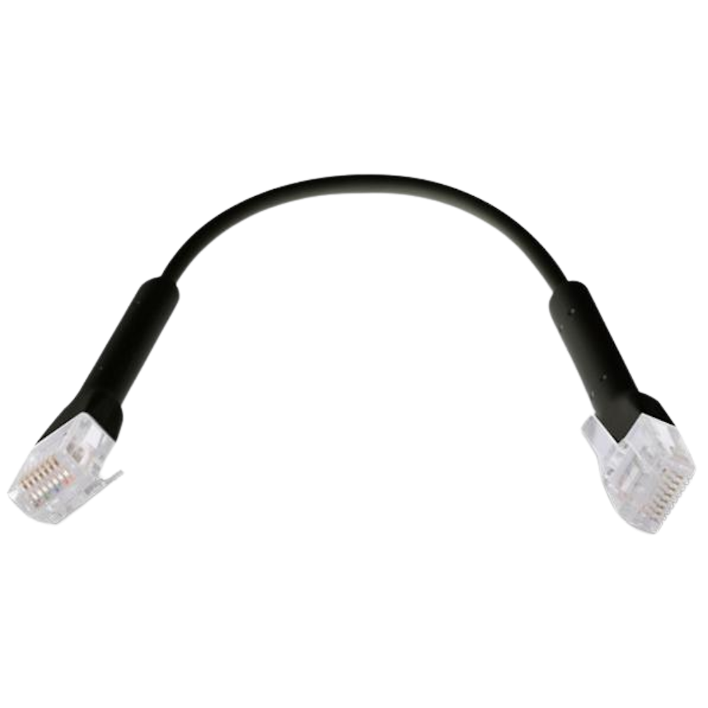 A large main feature product image of Ubiquiti UniFi CAT6 22cm Ultra-Thin Bendable Patch Cable 50 Pack - Black