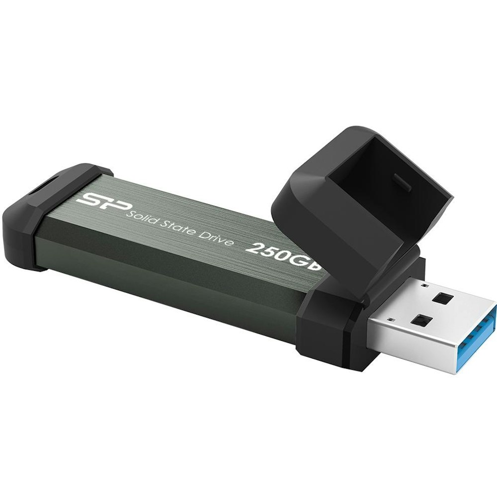 A large main feature product image of Silicon Power MS70 250GB USB 3.2 Gen 2 SSD Flash Drive - Gray