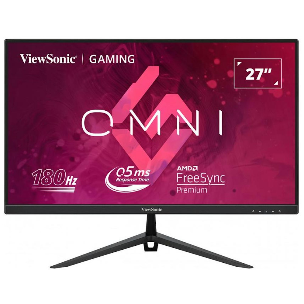 A large main feature product image of ViewSonic Omni VX2728 27” FHD 180Hz IPS Monitor