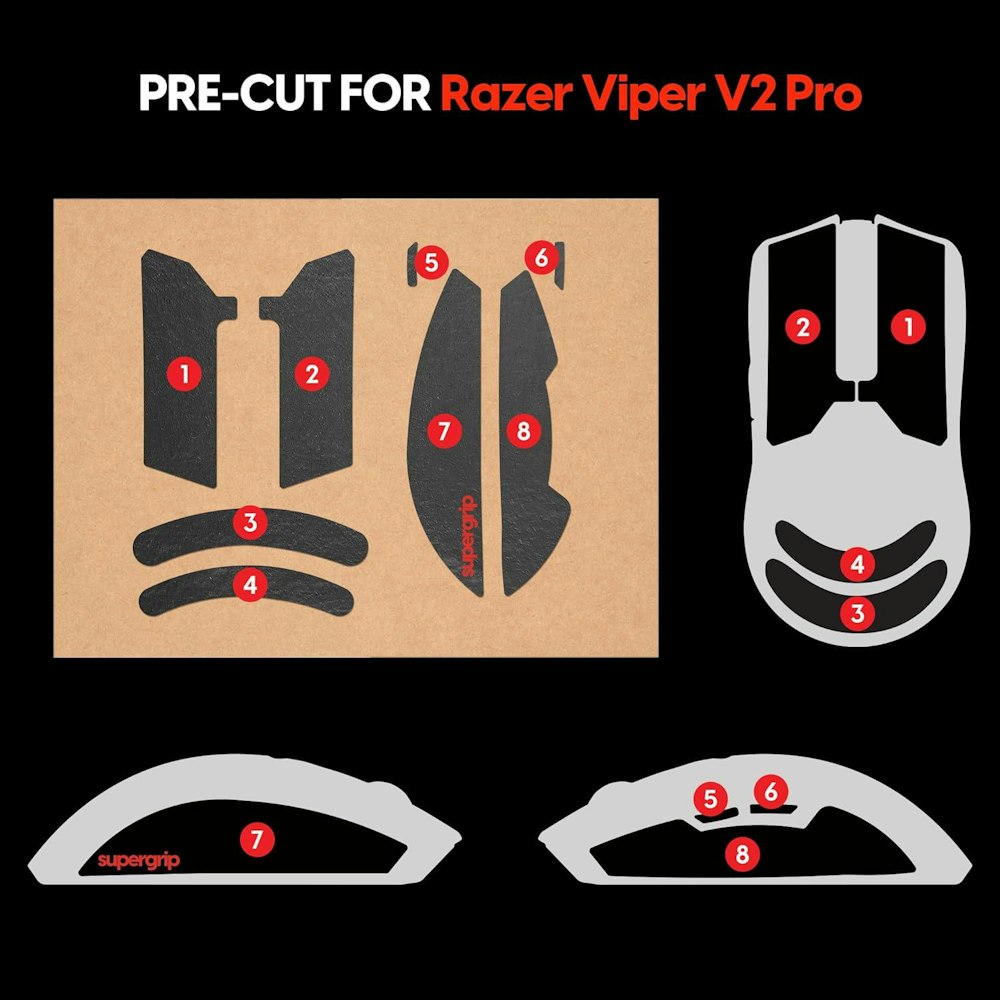 A large main feature product image of Pulsar Supergrip Grip Tape - Razer Viper V2 Pro