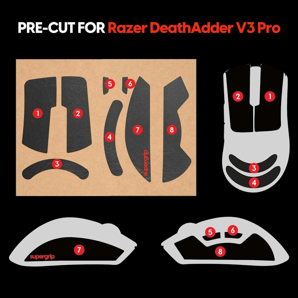 A large main feature product image of Pulsar Supergrip Grip Tape - Razer Deathadder V3 Pro