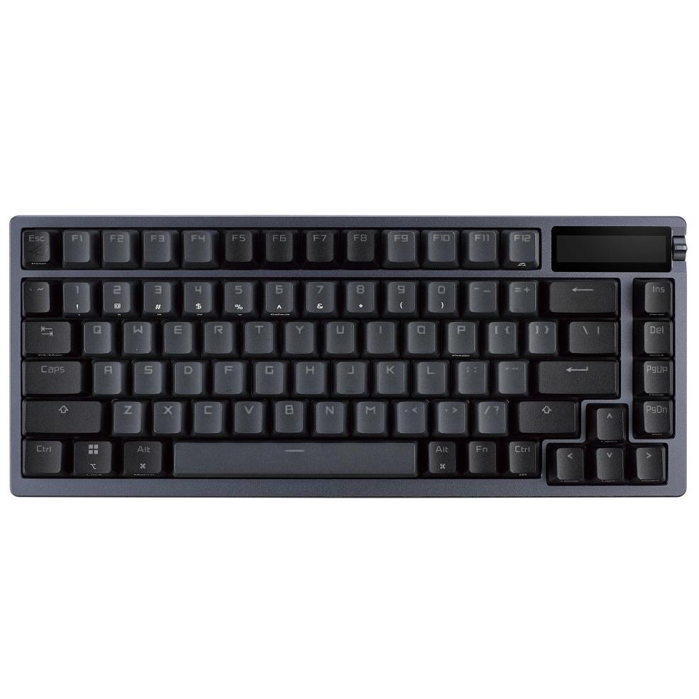 A large main feature product image of ASUS ROG Azoth 75% Wireless Custom Mechanical Gaming Keyboard - ROG NX Snow