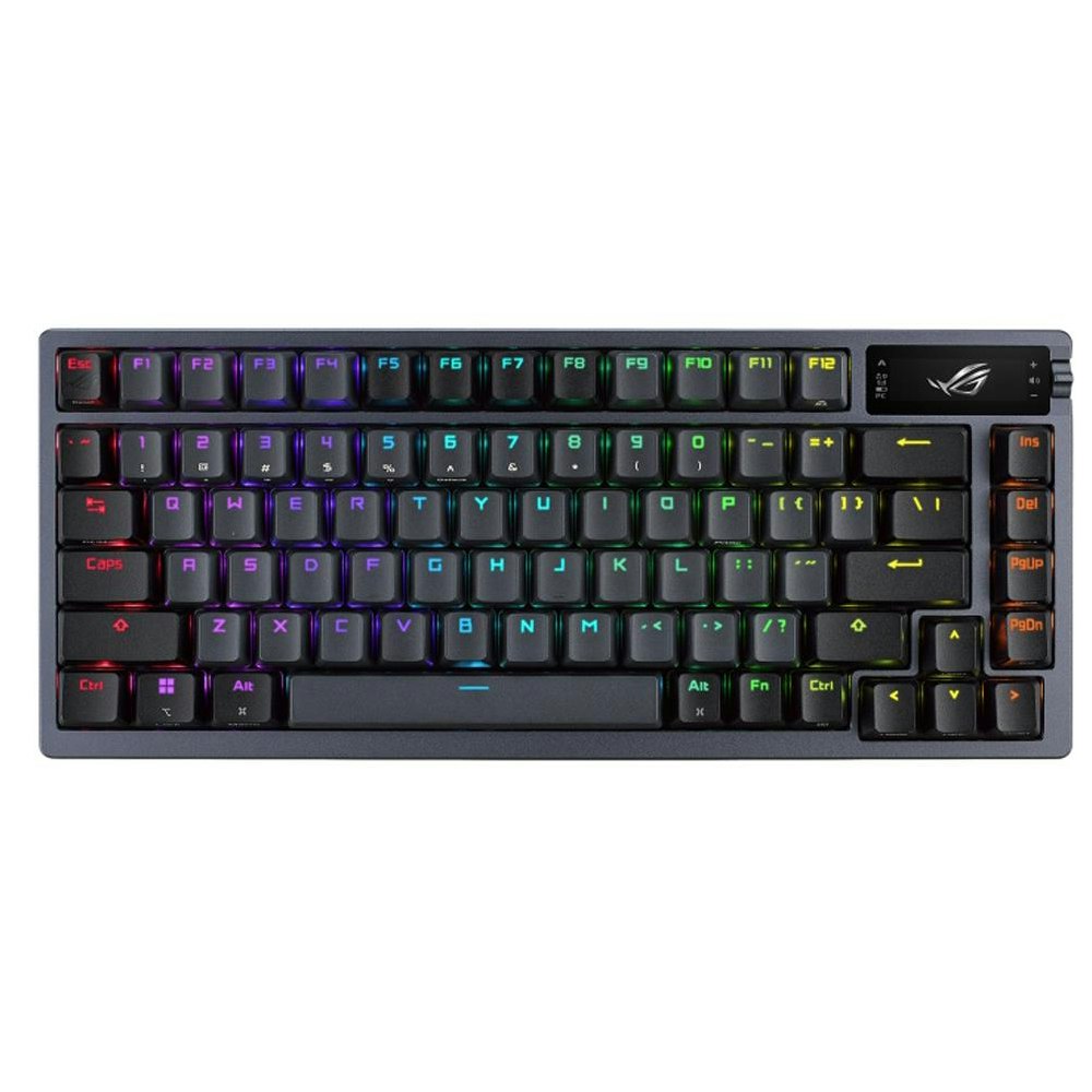 A large main feature product image of ASUS ROG Azoth 75% Wireless Custom Mechanical Gaming Keyboard - ROG NX Snow