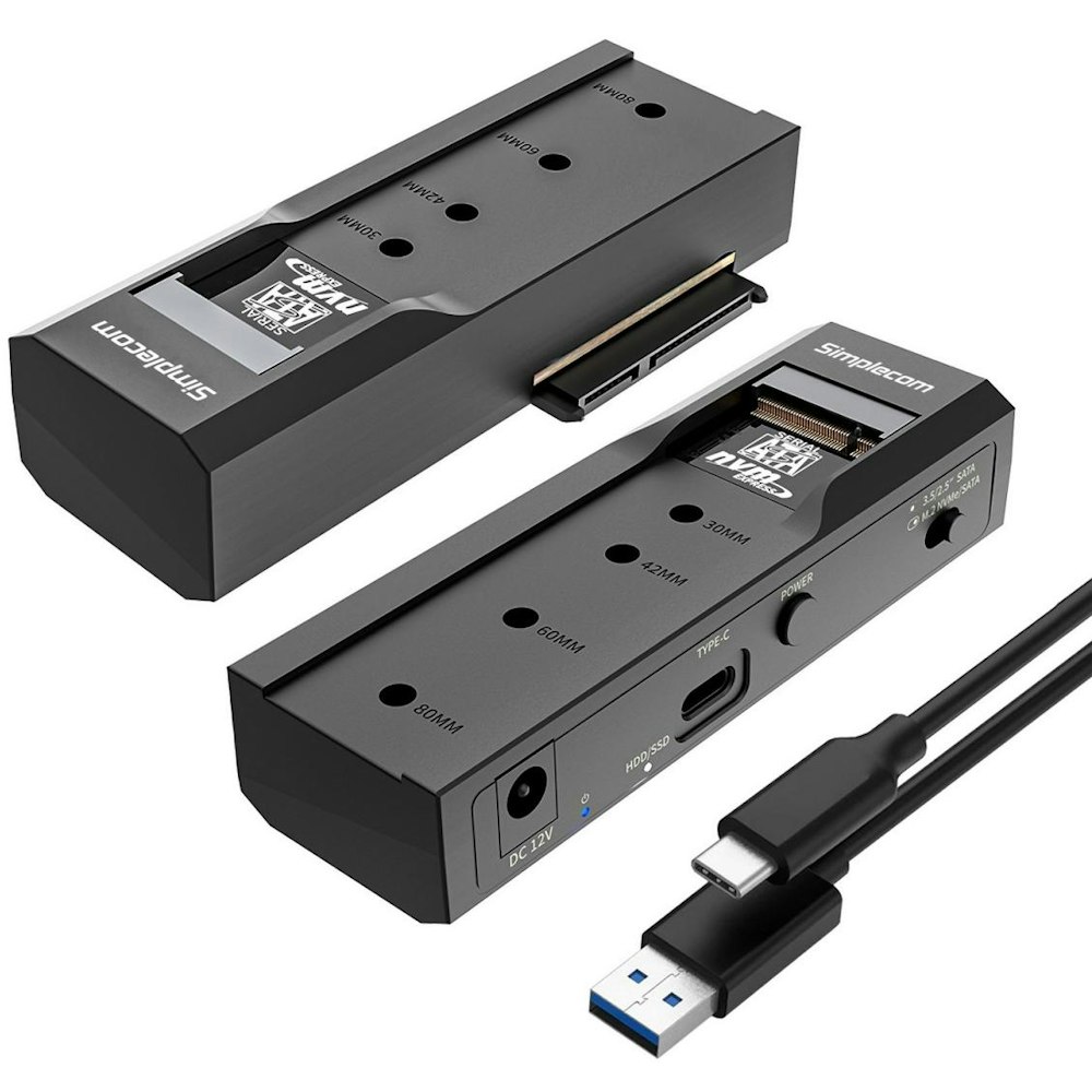A large main feature product image of Simplecom SA536 USB to M.2 and SATA 2-in-1 Adapter